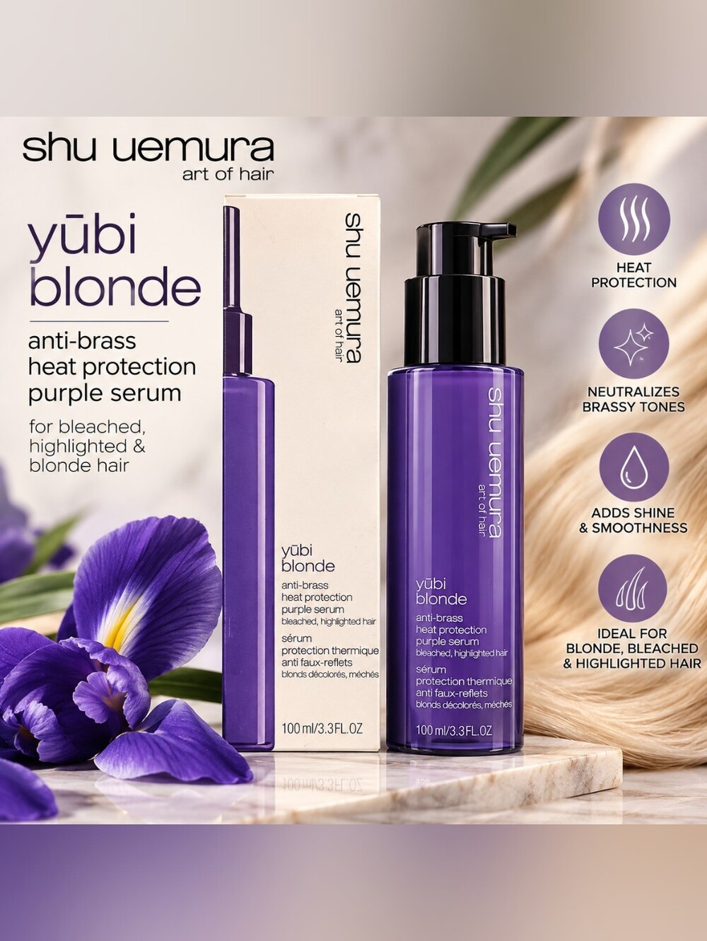 Purple Serum Anti-Brass Heat Protectant 3.3 oz NEW